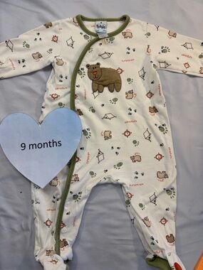 Pekkle Adorable Bear Print Kids One Piece sleeper/romper